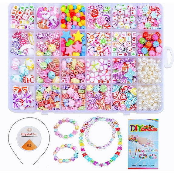 Bracelet Making Kit Jewelry Craft DIY Necklace Hairband and Rings Birthday Christmas Easter Gift Rainbow