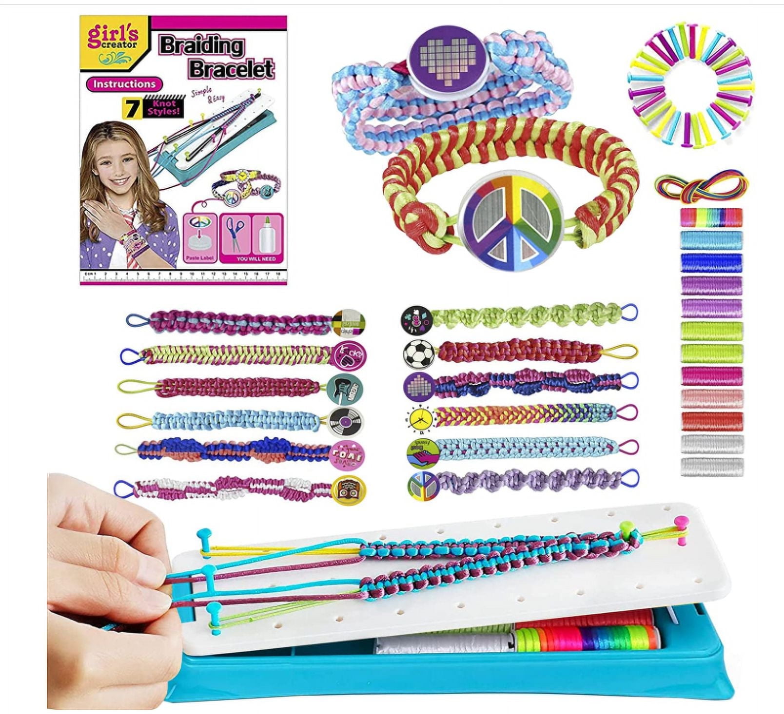 Bracelet Making Kit, Kids Loom Friendship Bracelets Maker Crafts Toys for Age 6 7 8 9 10 11 12 Year Old Girls Gift Birthday Christmas Gifts for 6-12 Year Olds Girl Teen Travel Activity Set - image 1 of 7