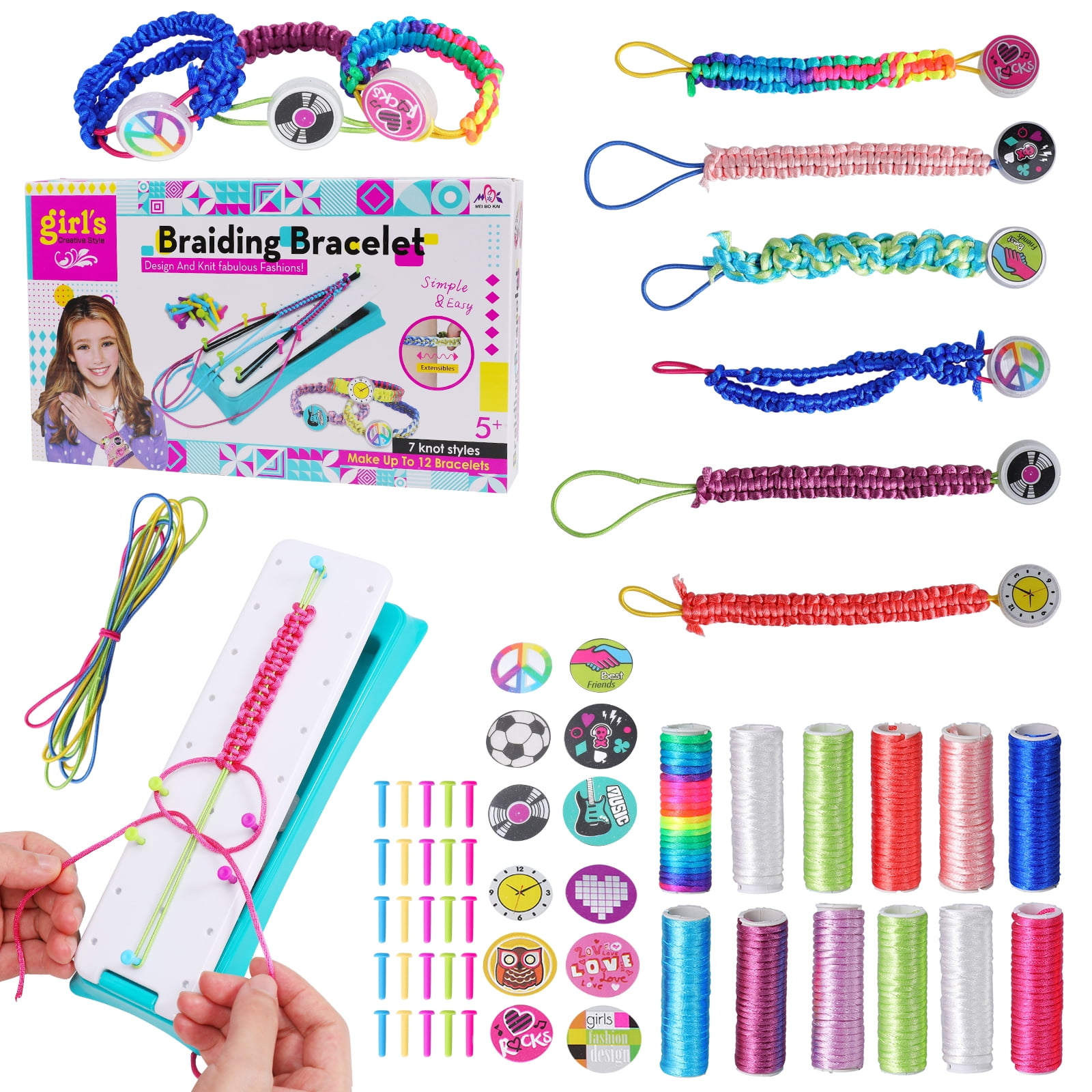 Laidan Girls Bracelet Making Kit Jewelry Making Arts for Kids Friendship DIY Bracelet Craft Kit for 3-12 Years Old Kid Girls Arts Crafts, Size: 1 Box