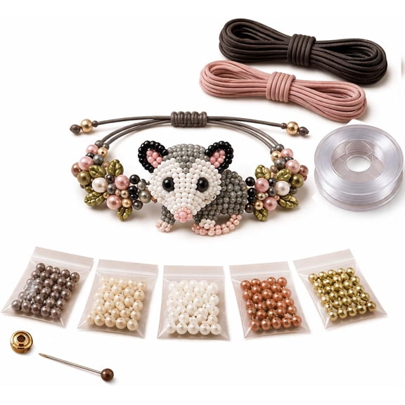 Bracelet Making Kit with Animal Shaped Beads, DIY Jewelry Craft Set for Adults & Beginners, Adjustable Cord Beading Kit with Instructions(Style A)Q