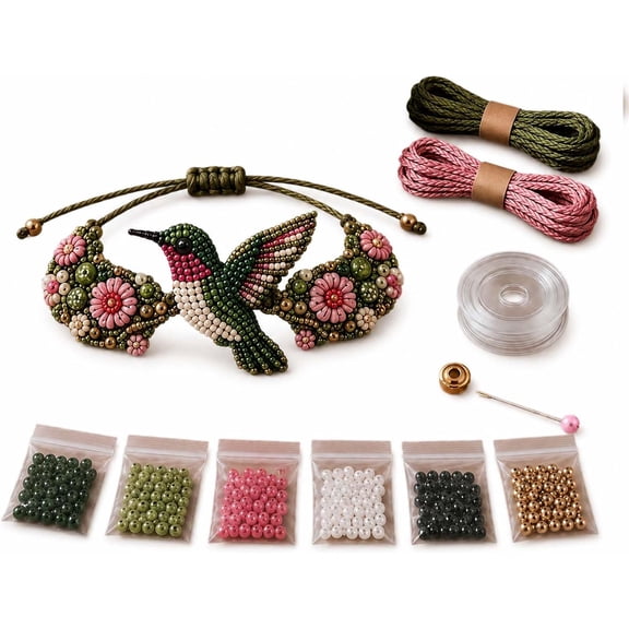 Bracelet Making Kit with Animal Shaped Beads, DIY Jewelry Craft Set for Adults & Beginners, Adjustable Cord Beading Kit with Instructions(Style E)Q