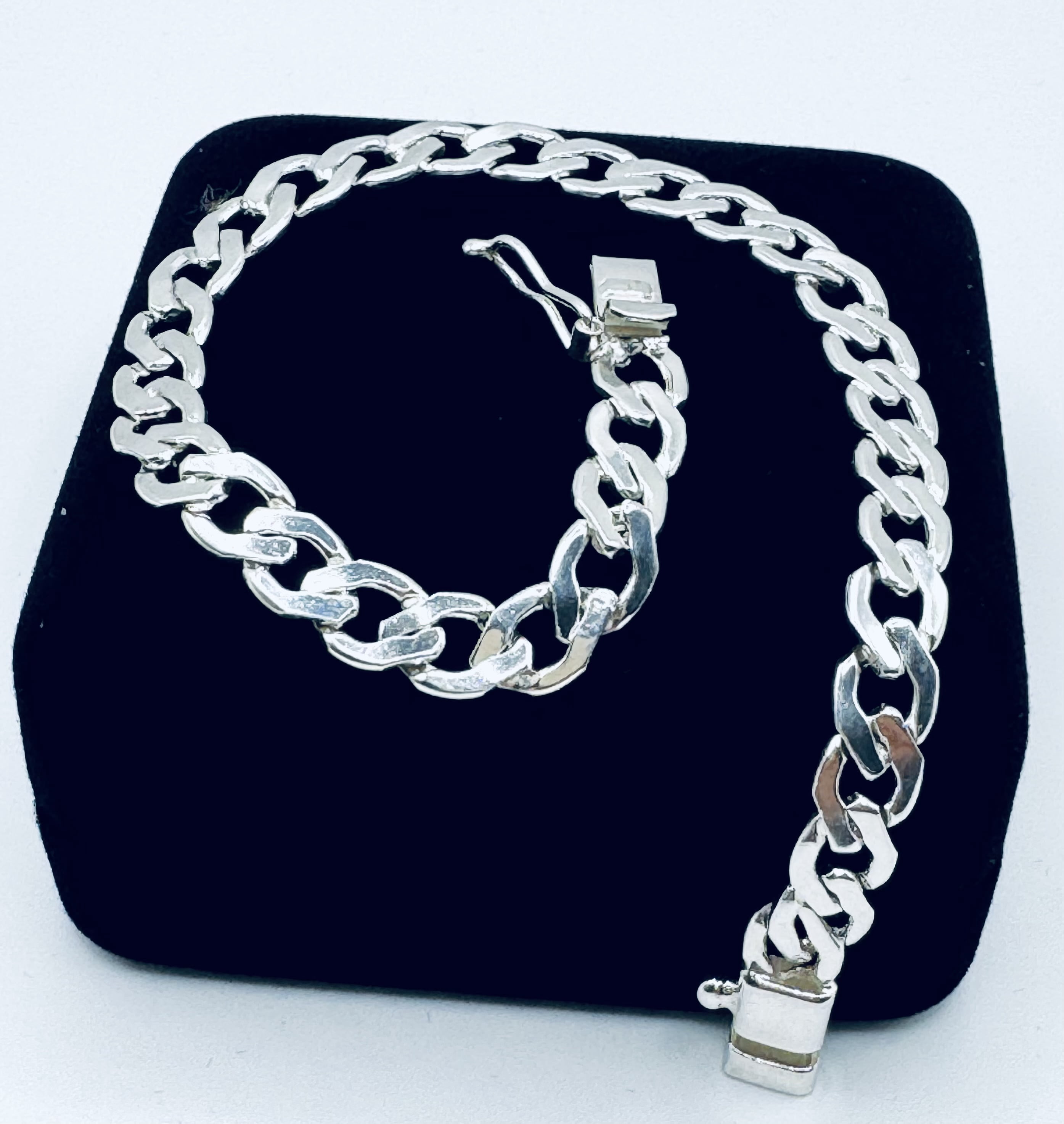 Vintage Silver Plate Chain Bracelet 925 Vintage Silver 925 ID