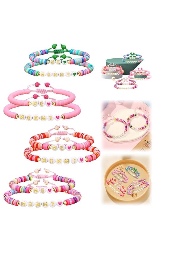 Bracelet Matching for Mom and Daughter - Family Bond Keepsake Jewelry Idea for First Day of School and Occasions, 13.97-20.32 cm, Pink