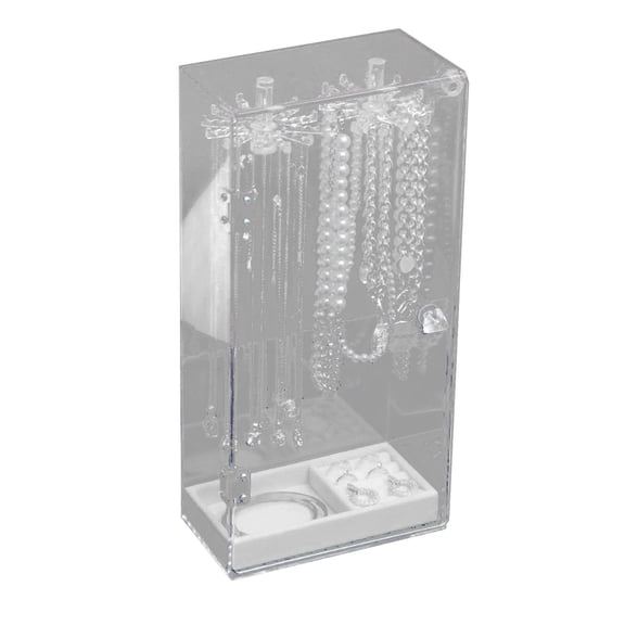 Bracelet Necklace Display Stand Clear Acrylic Hanging Jewelry Holder Dustproof Jewelry Organizer Desktop Storage Box