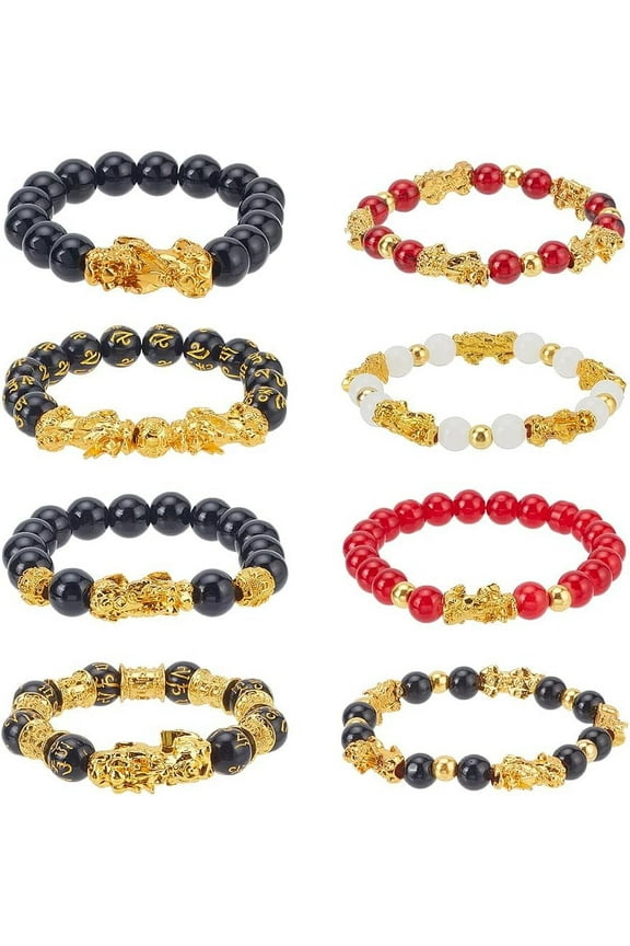Bracelet Piyao Bracelet for Health Black Obsidian Wealth Bracelet Pi Xiu Amulet Bracelet for Men Women Attract Good Luck and Wealth Multi-color