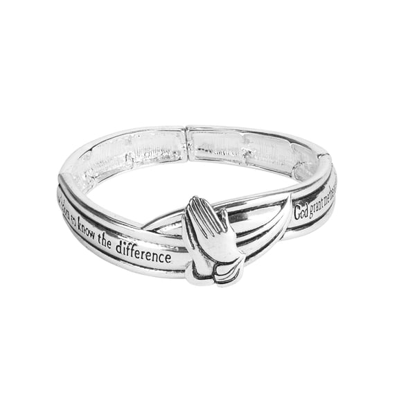 Dicksons Serenity Prayer Praying Hands Engraved Tile Stretch Bracelet