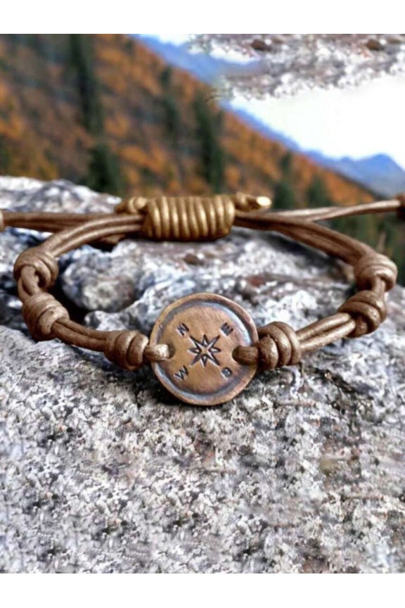 Bracelet With Compass Charm Multicolor Outdoor Style