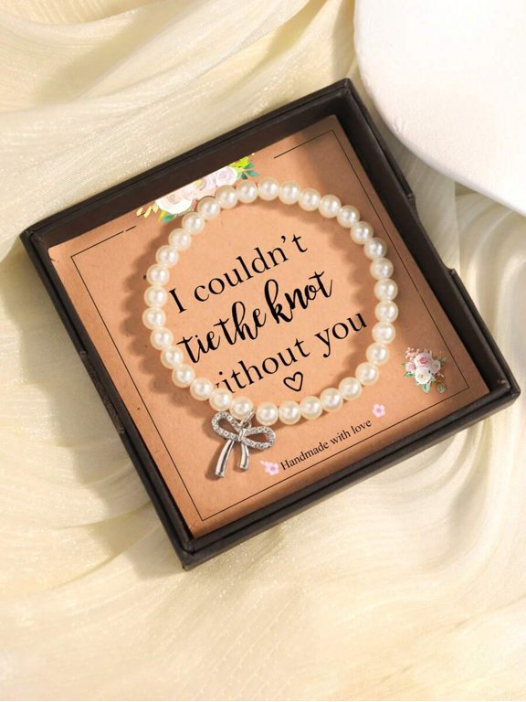 Bracelet With Silver Bow Charm In Gift Box