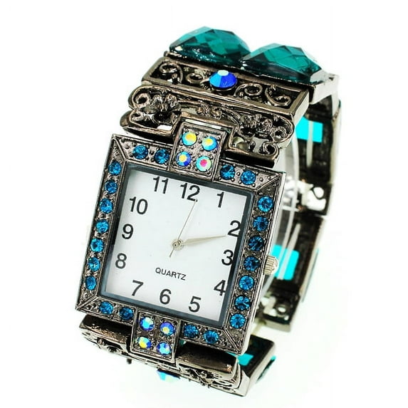 Bracelet Women's Quartz Watch - Rhinestones w/ Multi Beaded Stretchable Bracelet - Blue - WT-KH11486BL