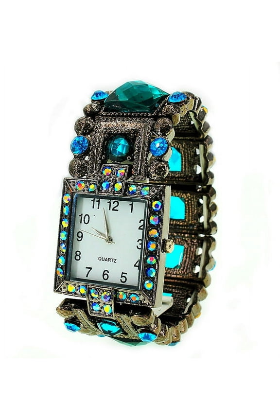 Bracelet Women's Quatz Watch - Rhinestones w/ Multi Beaded Stretchable Bracelet - Red - WT-KH11495BL