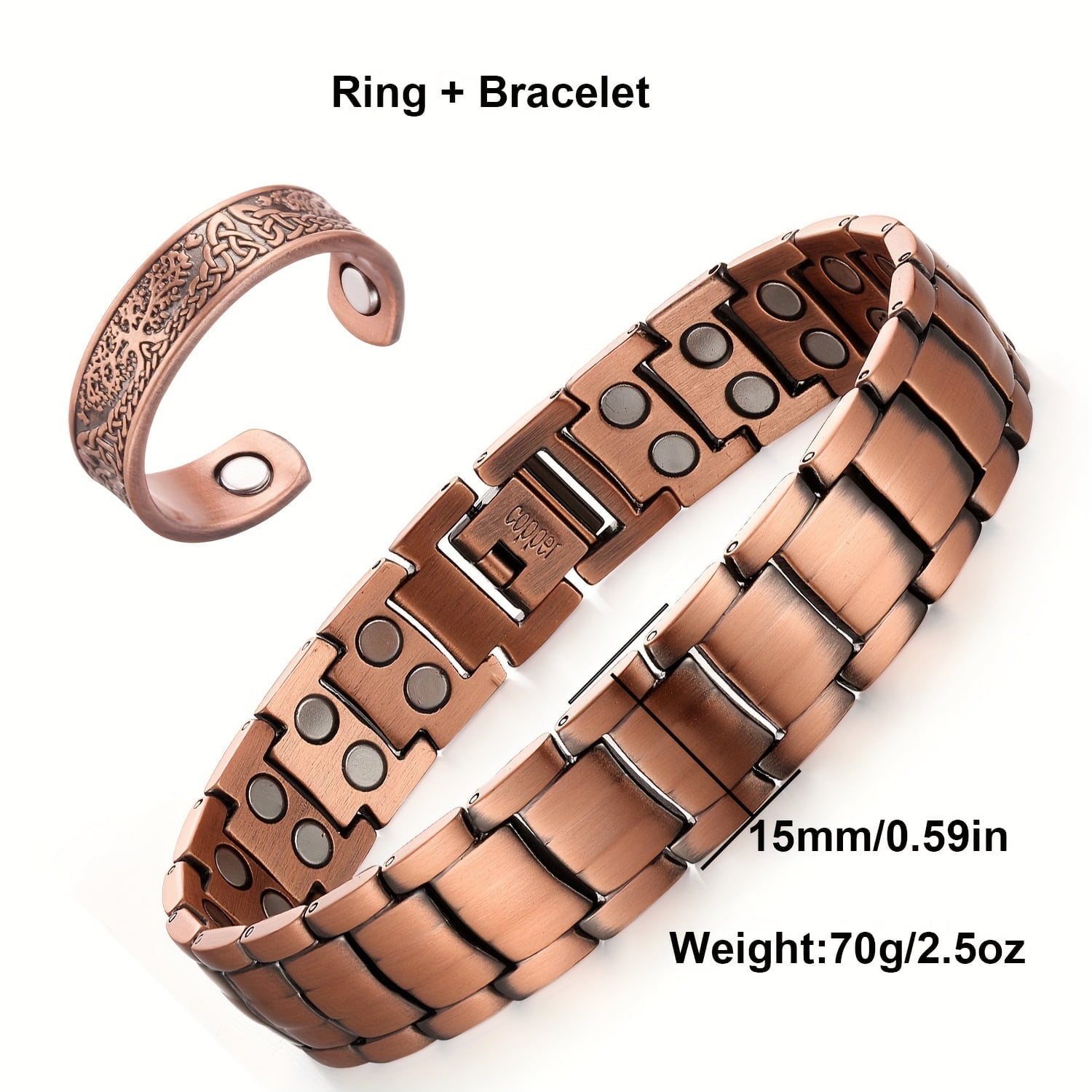 Bracelet for Men - 99.99% Pure Copper, Adjustable Sizing Tool, Joint Support, Valentine's Day Jewelry Gift,2X Version