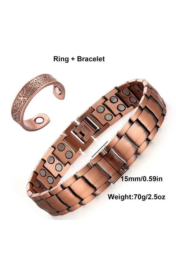 Bracelet for Men - 99.99% Pure Copper, Adjustable Sizing Tool, Joint Support, Valentine's Day Jewelry Gift,2X Version