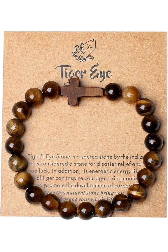 Bracelet for Men Women Adjustable Cross Stretch Beaded Bracelet Christian Bracelet Release Anxiety Bracelets