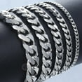 thumbnail image 1 of Bracelet for Men Women Curb Cuban Link Chain Stainless Steel Mens Womens Bracelets Chains Davieslee Jewelry for Men DLKBM05 GC, 1 of 6