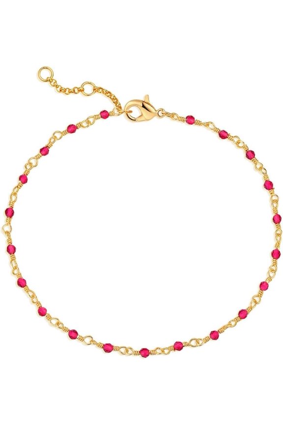 Bracelet for Women 18K Dainty Paperclip Cubic Zirconia Disc Bead Simple Boho Minimalist Stacking Layered Link