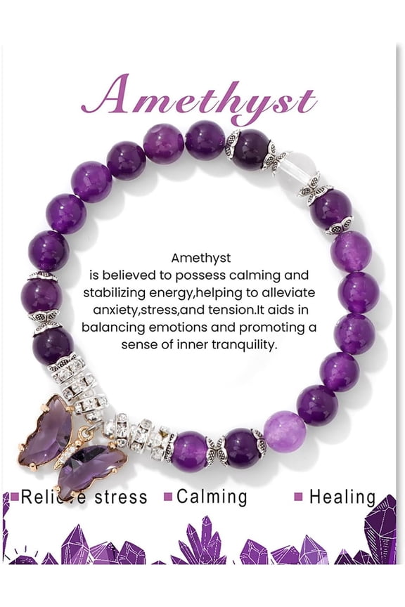 Bracelet for Women 8mm Adjustable Butterfly Charm Bracelet Beaded Bracelets Butterfly Bracelets for Women Girls