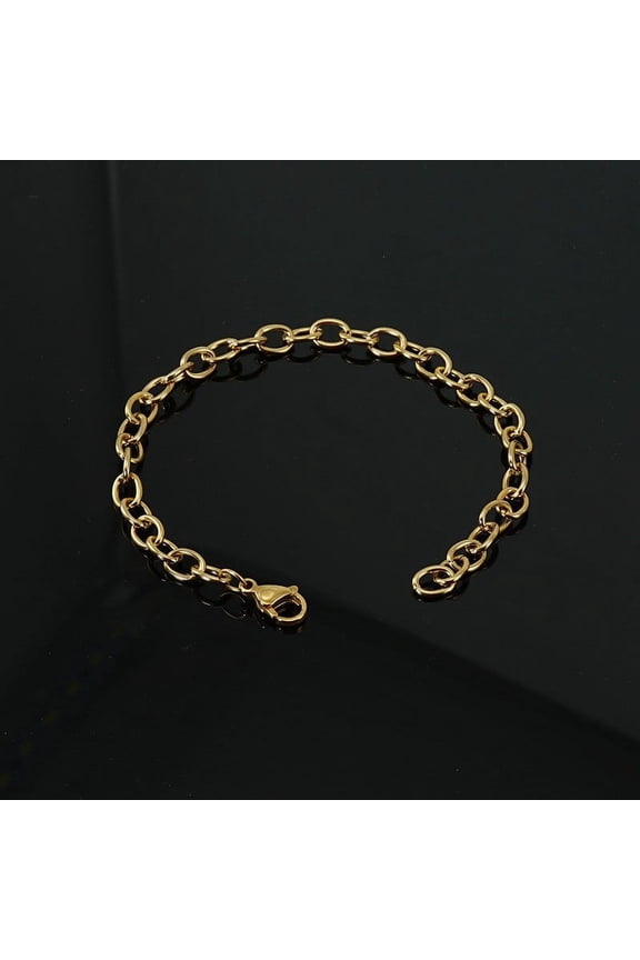 Bracelet for Women Men Paper Clip Link Chain Trendy 14K Yellow Gold Bracelets Wrist Bracelets Fashion Couple Jewelry