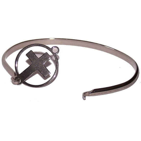 Bracelet silver tone with Cross - 2.5 Inches side width by 2 Inches vertical width