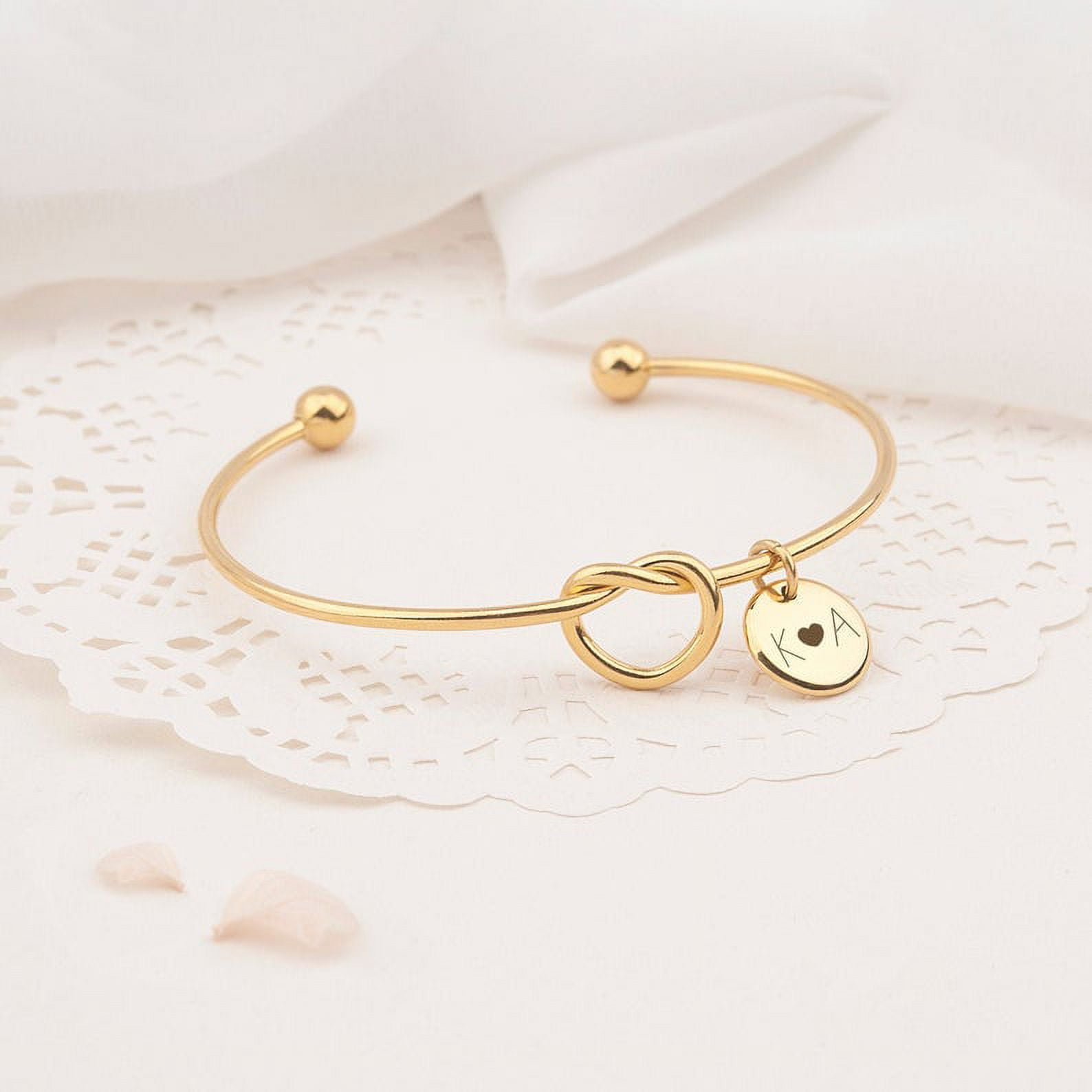 Bracelet with Charm for Women - Personalized Gold Knot Bracelet with Initial - Custom Charm Bracelet - Birthday Gift for Her
