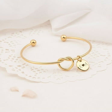 Bracelet with Charm for Women - Personalized Gold Knot Bracelet with Initial - Custom Charm Bracelet - Birthday Gift for Her