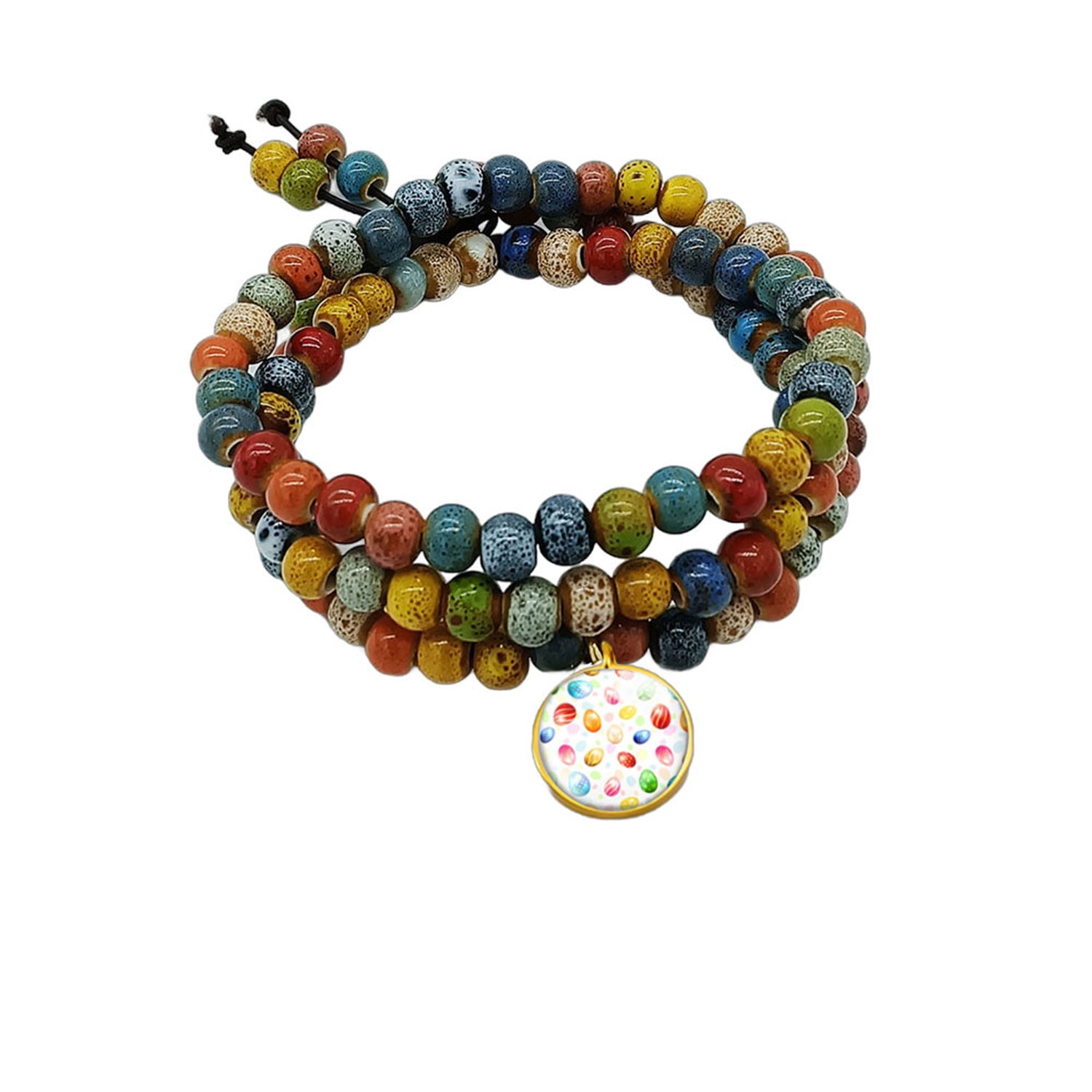 Bracelet with Colorful Beaded Porcelain