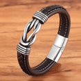 thumbnail image 1 of Bracelet with Strong Magnetic Clasp, Adjustable Stainless Steel Punk Style Bracelet for Men Women - Black/Brown, 1 of 7