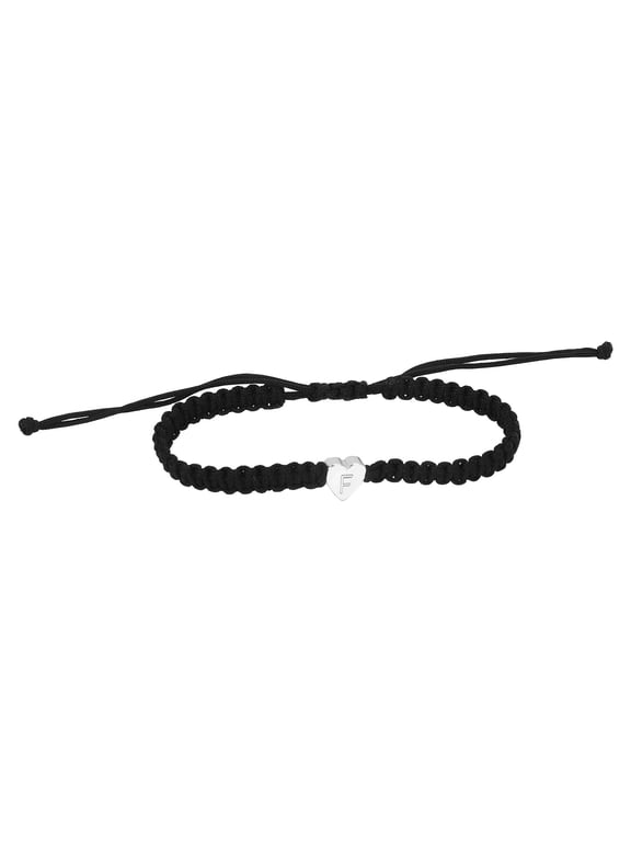Bracelets 26 Initial Copper Heart Woven Bracelet with Charm for Men Women Girls in Design,30 40 cm,BlackF