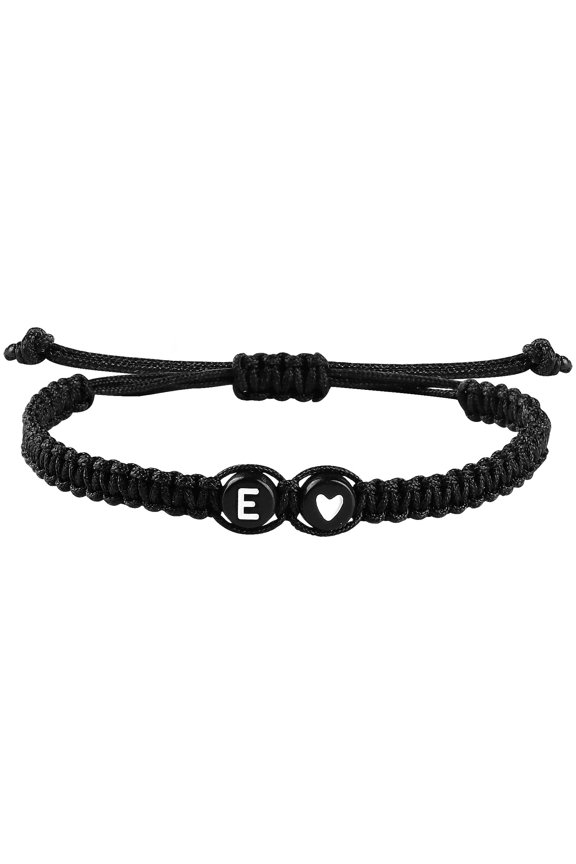 Bracelets 26 Letter Couple Bracelet with Adjustable Length for Boys and Girls Round Stylish Idea, 5 cm, Black