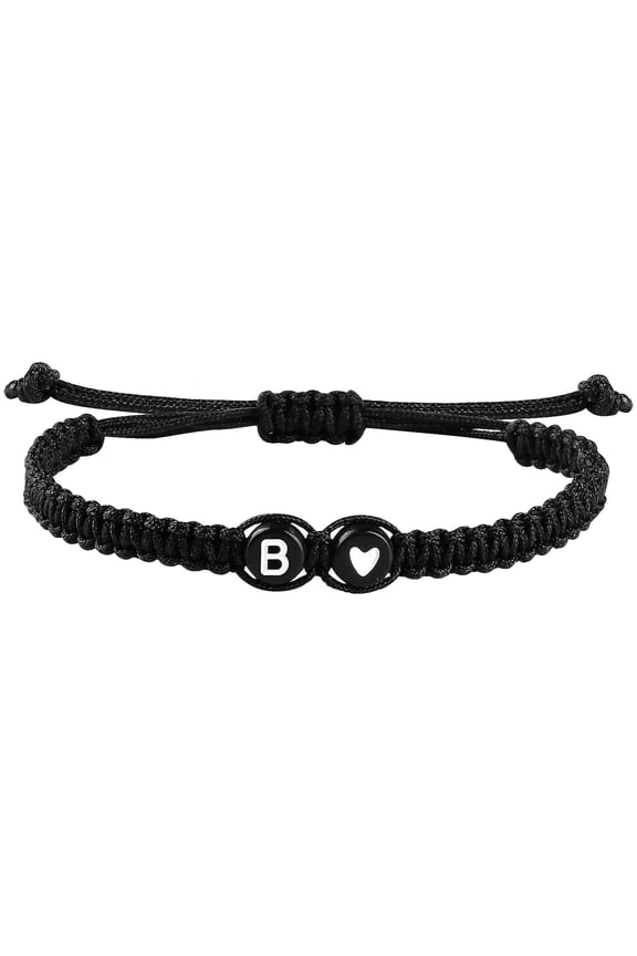 Bracelets 26 Letter Handmade Couple Bracelet with Adjustable Length for Boys and Girls Letter Round Design for Stylish Everyday Wear, 5 cm, Black B