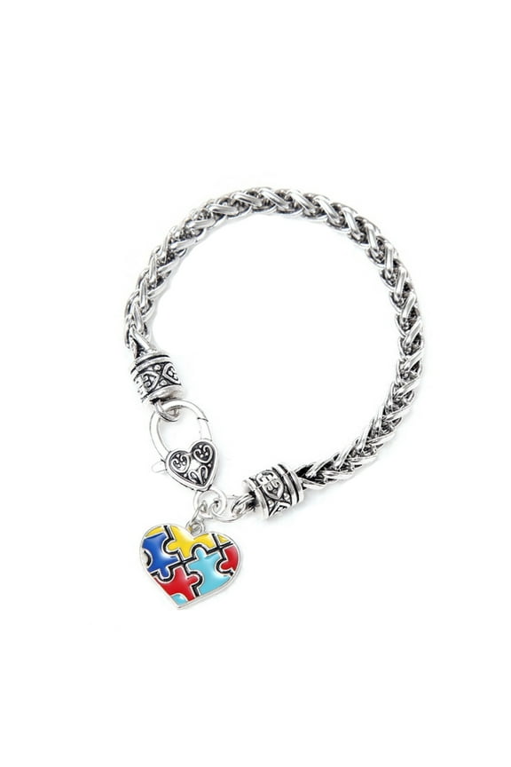 Bracelets Autism Awareness Puzzle Small Charm Bracelet Colorful Enamel Puzzle