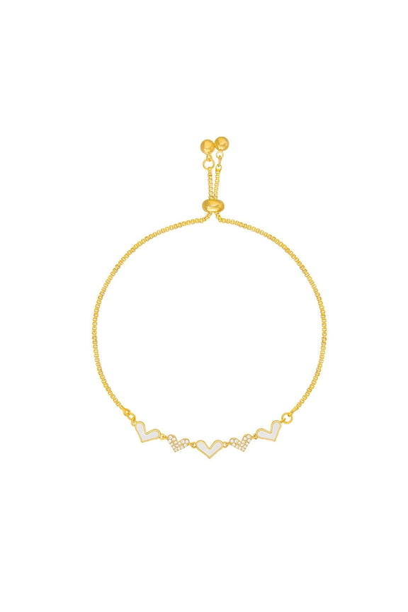 Bracelets Bracelet Copper Inlay Jewelry Female Love Hearts Design Gold Bracelet for Women (Gold )