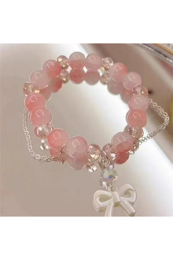 Bracelets,Bracelets For Women,Jewelry Bracelets, Christmas Sale! Lssam Elegant And Sweet Cherry Butterfly Bracelet For Ladies In Peach Chain Bracelet