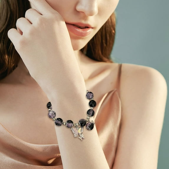 Bracelets,Bracelets For Women,Jewelry Bracelets, Clearance Items! Lssam Beaded Bracelets For Women Glass Beads Bracelet Butterfly Charm Bracelet Stretch Beads Butterfly Bracelet For Women
