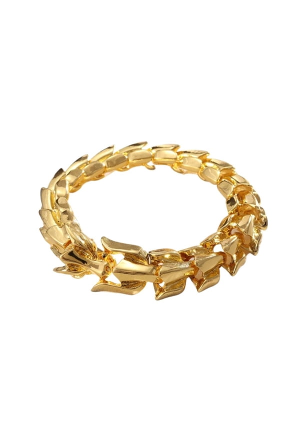 Bracelets Cuff Bracelet for Men Vintage Dragon Birth Year Bracelet Hip Hop Punk Metal Golden Trendy Gift for Father Son (Gold )