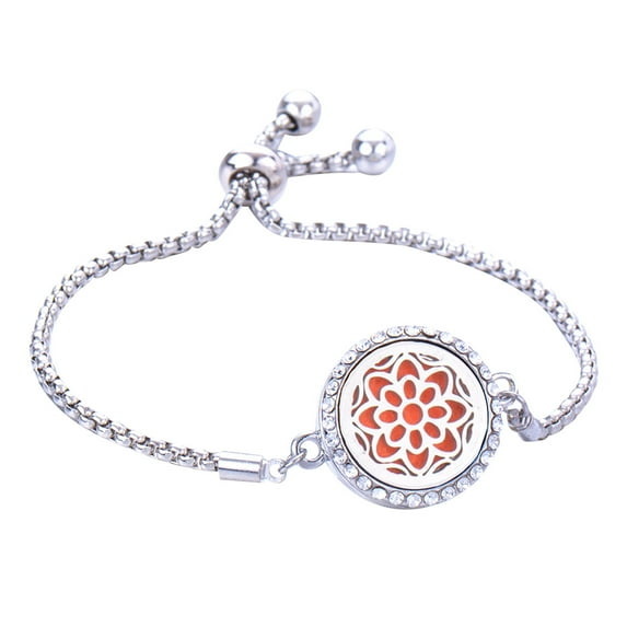 Bracelets Diamond-Studded Titanium Steel Hollow Aromatherapy Essential Oil Bracelet Perfume Bracelet