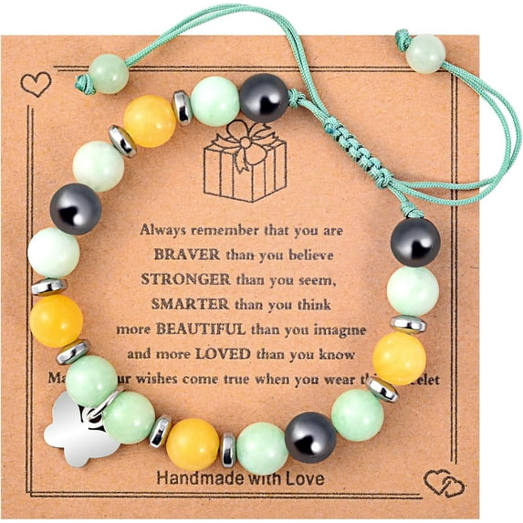 Bracelets for Girls, Natural Stone Girls Bracelets with blessing message card, Perfect Christmas Birthday Gifts for Daughter, Granddaughter, Niece, Daughter-in-Law