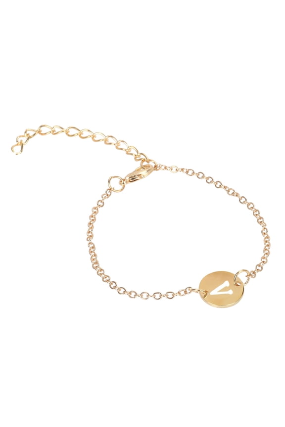 Bracelets Hand Cangle Women 1 Gold Plated Stainless Steel Initial Letter Pendant Delicate Disc Name Jewelry For Girls, 19 cm, Gold V