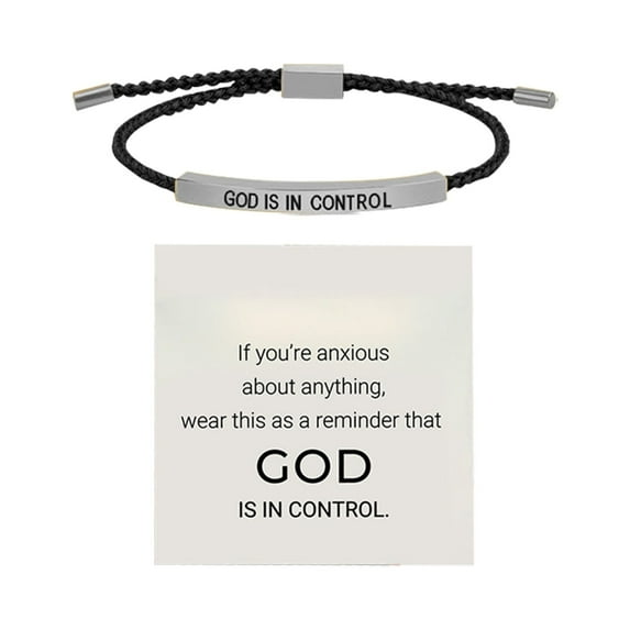 Bracelets Handpiece Inspirational Stainless Steel Adjustable Braided Bracelet for Men and Women Featuring Motivational Devotional Message