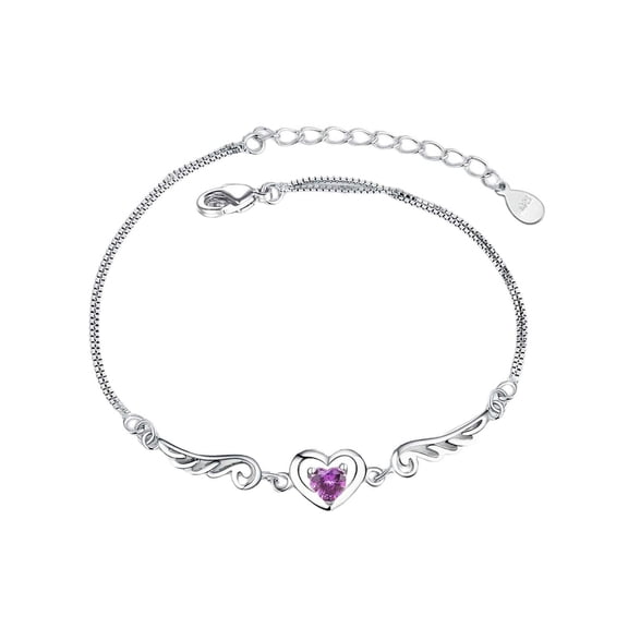 Bracelets Heart Bracelets for Women Teen Girls Love Heart Charm Chain Bracelet Hollow Out Heart Link Bracelets for Women Fashion Jewelry Gifts (Purple )