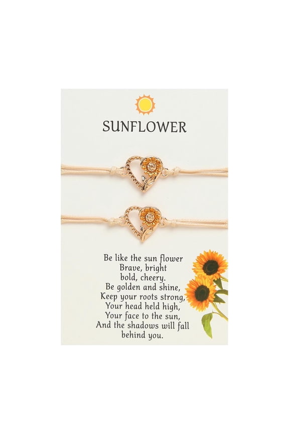 Bracelets Heart Shaped Sunflower Small Fresh Alloy Drip Oil Hand Woven Bracelet Bracelet Rope Ladies Card Bracelet