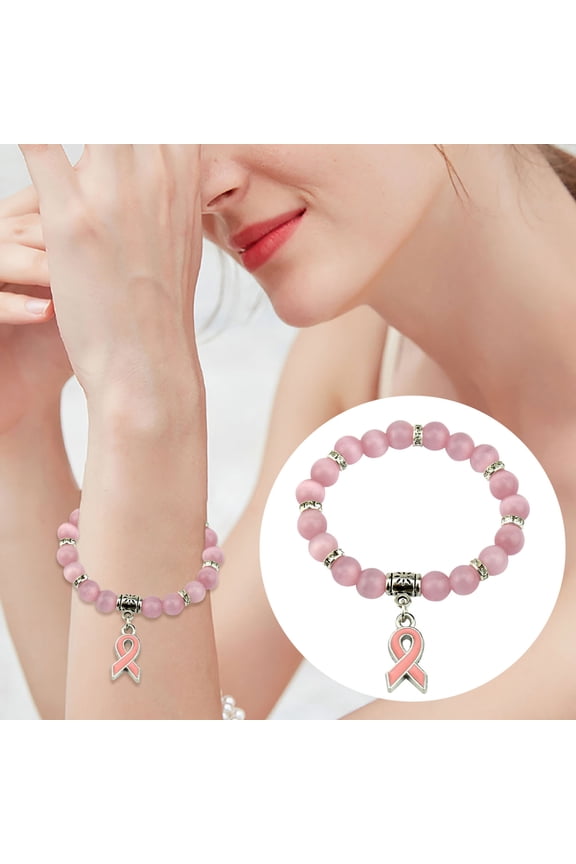 Bracelets Inspirational for Women Beaded Natural Stone Cancer Awareness Band Thoughtful Item for Family and Supporters