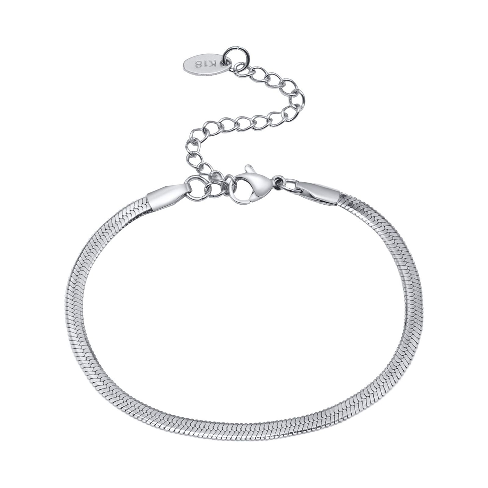 14k Gold Flat Snake Chain Bracelet 4mm Classic Chain Stacking Bracelet,  Herringbone Chain, Lobster Clasp, Elegant Jewelry, Gift for Women - Etsy
