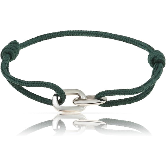 Bracelets for Men - Handmade Men Rope Bracelet - Sailing Rope Bracelet for Men - Adjustable Mens Bracelets Rope - Surfer Bracelet Gift for Men (Emerald Green Silver)