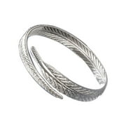 COOPSERBIL Bracelets New Fashion Jewelry Women's Silver Plated Feather Open Bangle Bracelet