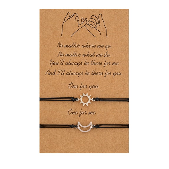 Bracelets for Women Girls Best Friend 2 Matching Sun Moon Cards Adjustable Rope Friendship Relationship Boyfriend friend Valentine's Day Gift Bracelet Gifts Valentine's Day Gifts Clearance
