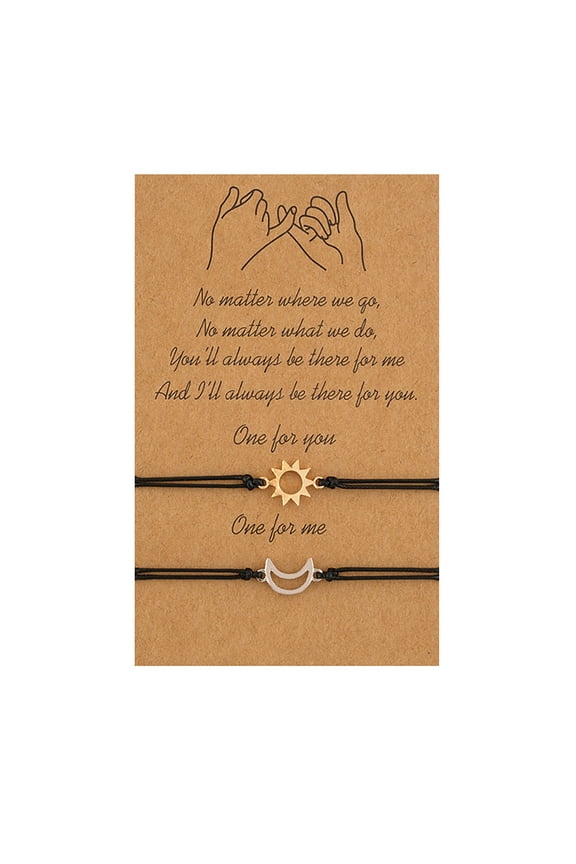 Bracelets for Women Girls Best Friend 2 Matching Sun Moon Cards Adjustable Rope Friendship Relationship Boyfriend friend Valentine's Day Gift Bracelet Gifts Valentine's Day Gifts Clearance