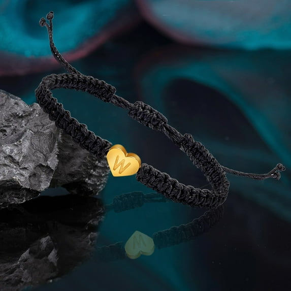 Bracelets for Women Personalized 26 Initial 18K Gold Plated Letter Woven Dainty Heart Charm Woven Men Mother's Day Valentine's Day Bracelet Gifts