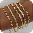 thumbnail image 1 of Bracelets for Women, Gold Plated Jewelry Sets for Women Trendy Thin Dainty Stackable Cuban Link Paperclip Chain Bracelet Pack Fashion Accessories Gifts（Gold color）, 1 of 7