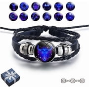 Bracelets for Women & Men, Zodiac Signs Spirit Bracelets, Zodiac Signs Spirit Bangle, Multilayer Adjustable 12 Constellations PU Leather Zodiac Bangle Unisex