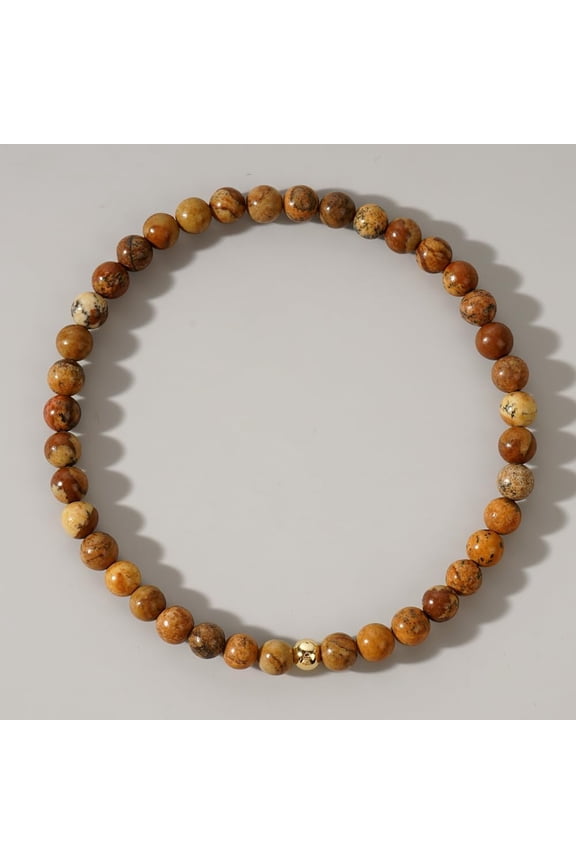 Bracelets for Women - Natural Picture Jasper Beaded Stretch Bracelet - Grounding Jewelry for & Spiritual Wellness Ideal for Meditation & Daily Wear Making DIY